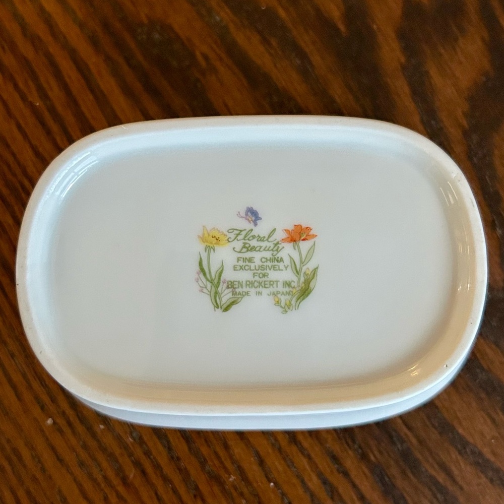 Ben Rickert Floral Porcelain Dish with Gold Trim - Picture 2 of 5